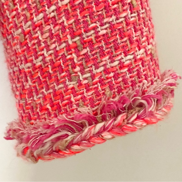 J Crew Peplum Lady Tweed Boucle Jacket Blazer Barbie Pink Fringe Size 14 G1959 - Picture 3 of 16